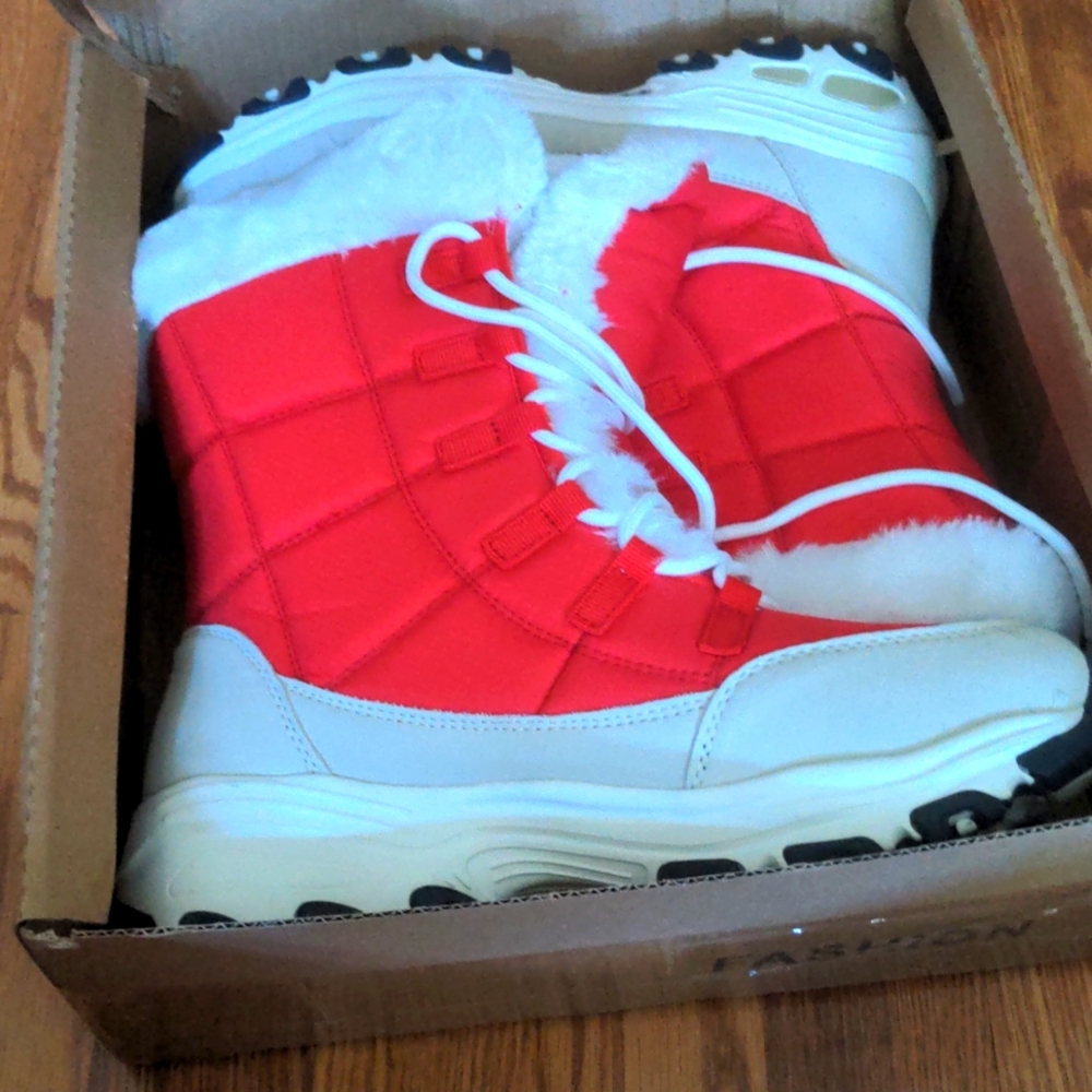 Red winter boots